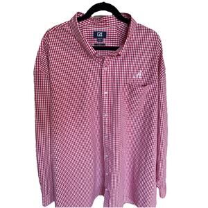 Cutter & Buck Alabama Crimson Tide Red/White Gingham Button Down Size 4XB/4TG